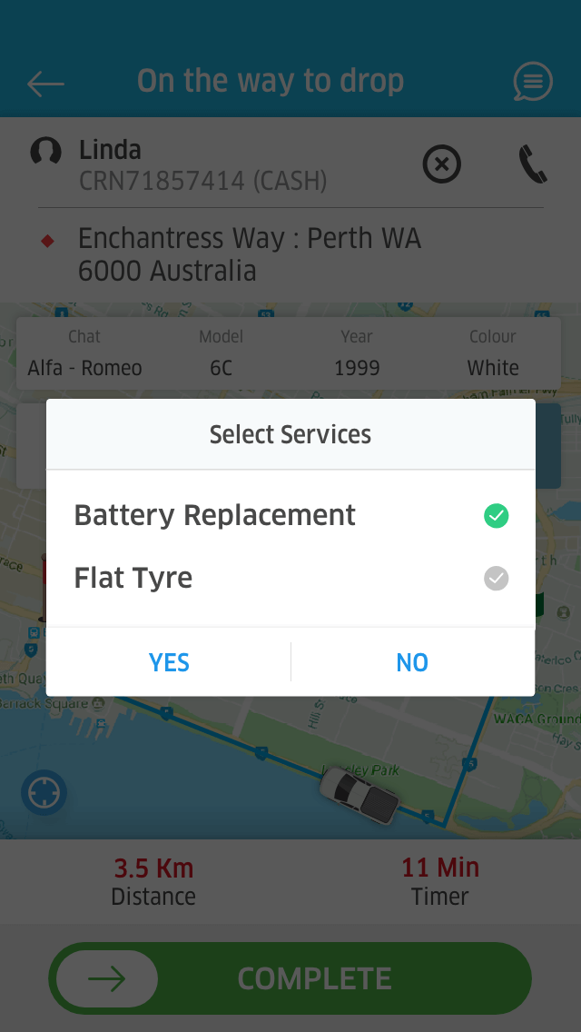 roadyo driver app calender
